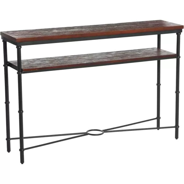 imageCreative CoOp Saratoga Rustic Solid Wood and Metal End Table with Storage Shelf Warm Walnut FinishDark Chestnut Finish