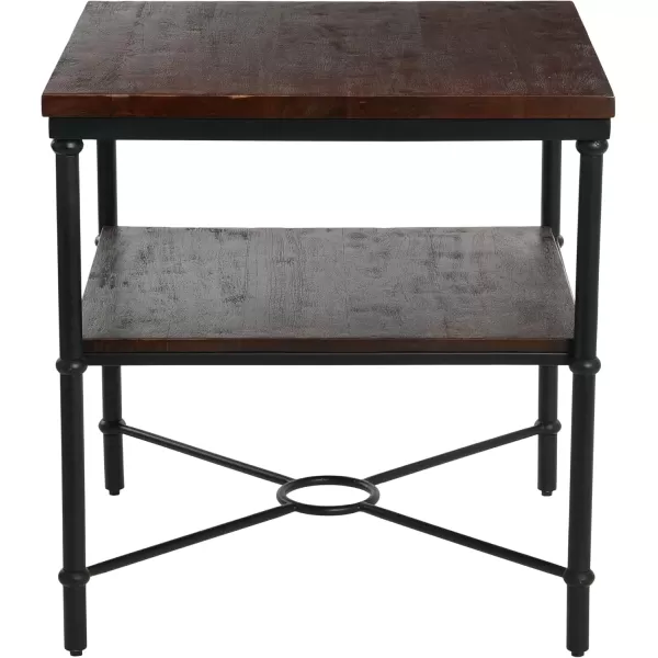 imageCreative CoOp Saratoga Rustic Solid Wood and Metal End Table with Storage Shelf Warm Walnut FinishDark Chestnut Finish