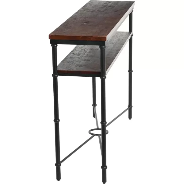 imageCreative CoOp Saratoga Rustic Solid Wood and Metal End Table with Storage Shelf Warm Walnut FinishDark Chestnut Finish