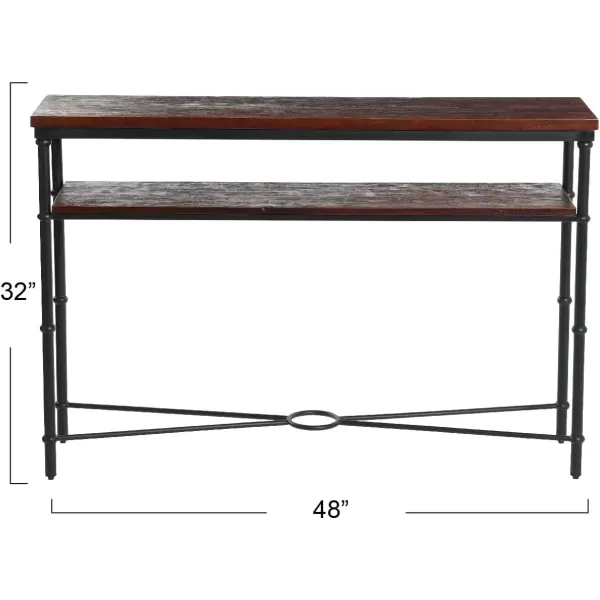 imageCreative CoOp Saratoga Rustic Solid Wood and Metal End Table with Storage Shelf Warm Walnut FinishDark Chestnut Finish