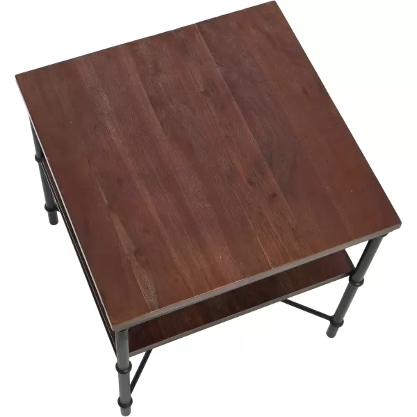 imageCreative CoOp Saratoga Rustic Solid Wood and Metal End Table with Storage Shelf Warm Walnut FinishDark Chestnut Finish