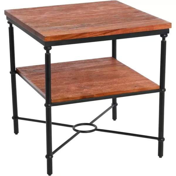 imageCreative CoOp Saratoga Rustic Solid Wood and Metal End Table with Storage Shelf Warm Walnut FinishWarm Walnut Finish