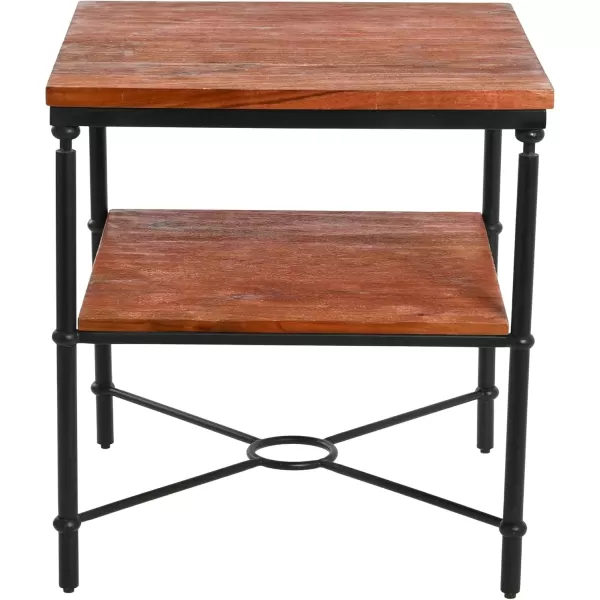 imageCreative CoOp Saratoga Rustic Solid Wood and Metal End Table with Storage Shelf Warm Walnut FinishWarm Walnut Finish