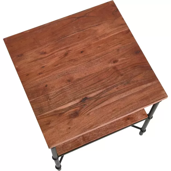 imageCreative CoOp Saratoga Rustic Solid Wood and Metal End Table with Storage Shelf Warm Walnut FinishWarm Walnut Finish