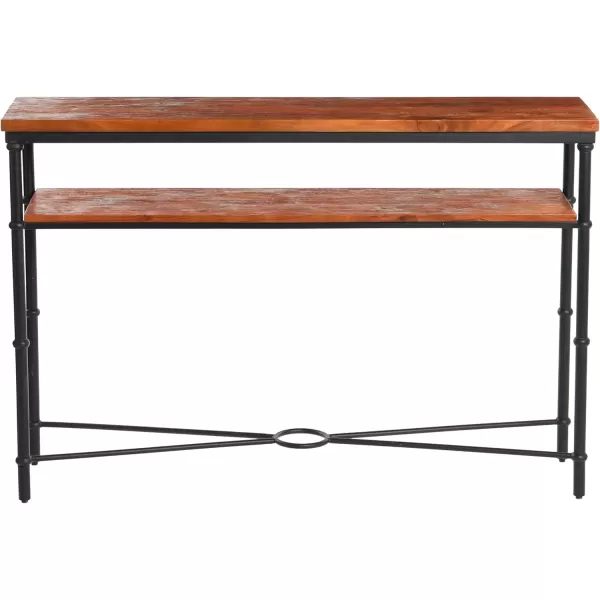 imageCreative CoOp Saratoga Rustic Solid Wood and Metal End Table with Storage Shelf Warm Walnut FinishWarm Walnut Finish