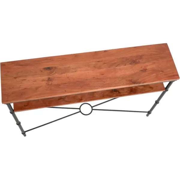 imageCreative CoOp Saratoga Rustic Solid Wood and Metal End Table with Storage Shelf Warm Walnut FinishWarm Walnut Finish