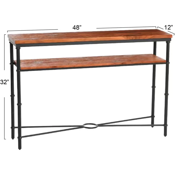 imageCreative CoOp Saratoga Rustic Solid Wood and Metal End Table with Storage Shelf Warm Walnut FinishWarm Walnut Finish