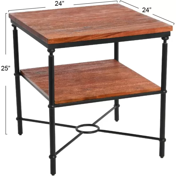 imageCreative CoOp Saratoga Rustic Solid Wood and Metal End Table with Storage Shelf Warm Walnut FinishWarm Walnut Finish