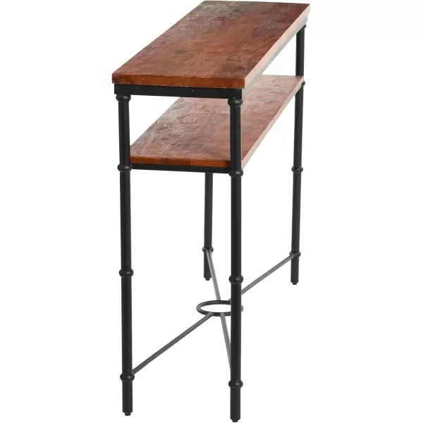 imageCreative CoOp Saratoga Rustic Solid Wood and Metal End Table with Storage Shelf Warm Walnut FinishWarm Walnut Finish