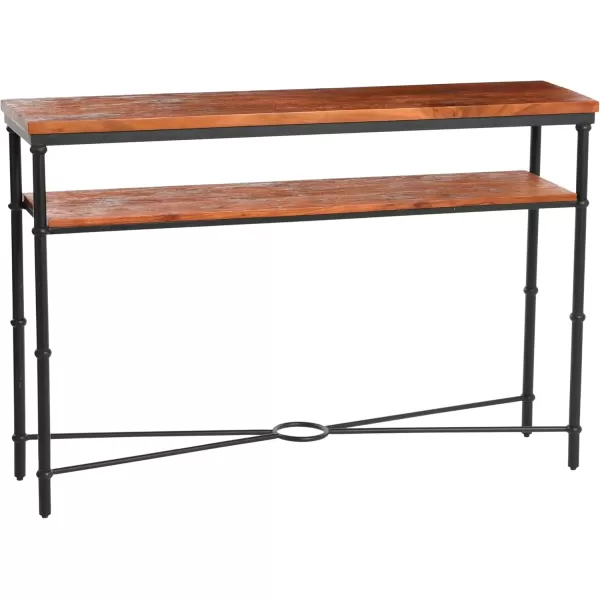 imageCreative CoOp Saratoga Rustic Solid Wood and Metal End Table with Storage Shelf Warm Walnut FinishWarm Walnut Finish