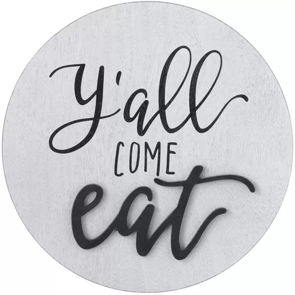 imageCreative CoOp Yall Come Eat Square Pine Wood Wall Dcor