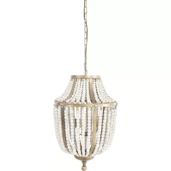 imageCreative Coop EC0269 Creative CoOp Metal Chandelier with Wood Beads Ceiling Lights Antique Brass and Distressed GreyBrass