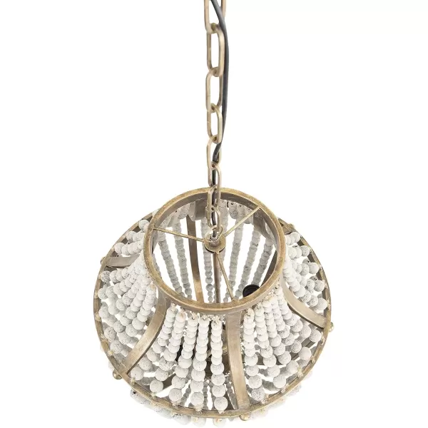imageCreative Coop EC0269 Creative CoOp Metal Chandelier with Wood Beads Ceiling Lights Antique Brass and Distressed GreyBrass