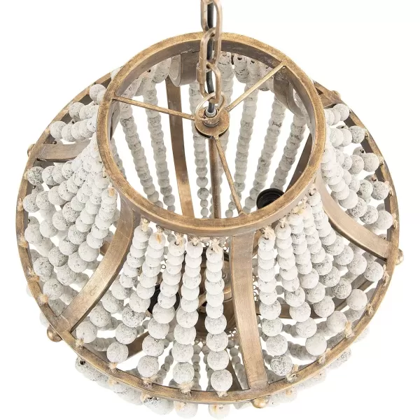 imageCreative Coop EC0269 Creative CoOp Metal Chandelier with Wood Beads Ceiling Lights Antique Brass and Distressed GreyBrass