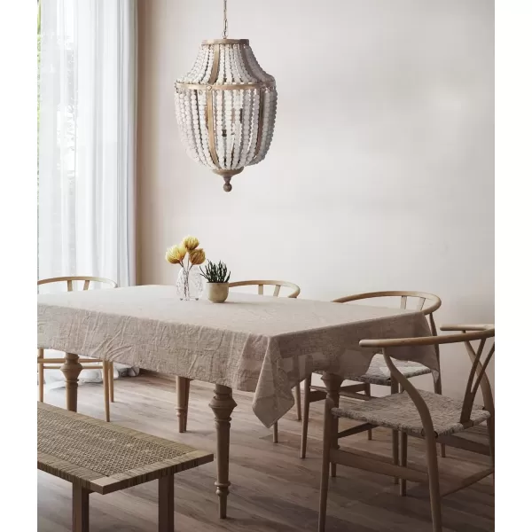 imageCreative Coop EC0269 Creative CoOp Metal Chandelier with Wood Beads Ceiling Lights Antique Brass and Distressed GreyBrass