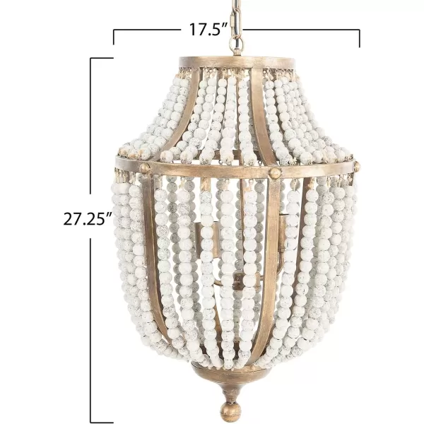 imageCreative Coop EC0269 Creative CoOp Metal Chandelier with Wood Beads Ceiling Lights Antique Brass and Distressed GreyBrass