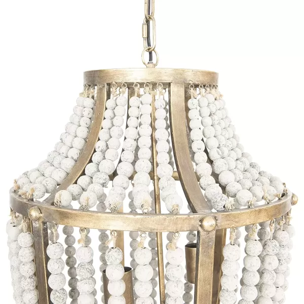imageCreative Coop EC0269 Creative CoOp Metal Chandelier with Wood Beads Ceiling Lights Antique Brass and Distressed GreyBrass