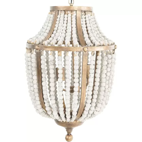 imageCreative Coop EC0269 Creative CoOp Metal Chandelier with Wood Beads Ceiling Lights Antique Brass and Distressed GreyBrass