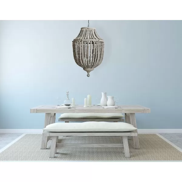 imageCreative Coop EC0269 Creative CoOp Metal Chandelier with Wood Beads Ceiling Lights Antique Brass and Distressed GreySilver
