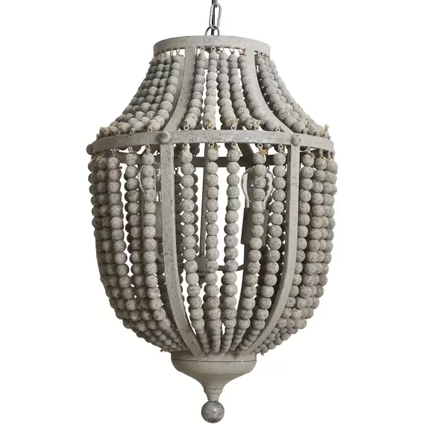imageCreative Coop EC0269 Creative CoOp Metal Chandelier with Wood Beads Ceiling Lights Antique Brass and Distressed GreySilver