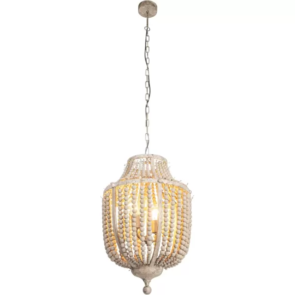 imageCreative Coop EC0269 Creative CoOp Metal Chandelier with Wood Beads Ceiling Lights Antique Brass and Distressed GreySilver