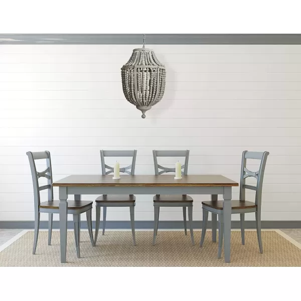 imageCreative Coop EC0269 Creative CoOp Metal Chandelier with Wood Beads Ceiling Lights Antique Brass and Distressed GreySilver