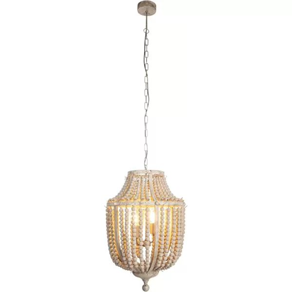 imageCreative Coop EC0269 Creative CoOp Metal Chandelier with Wood Beads Ceiling Lights Antique Brass and Distressed GreySilver