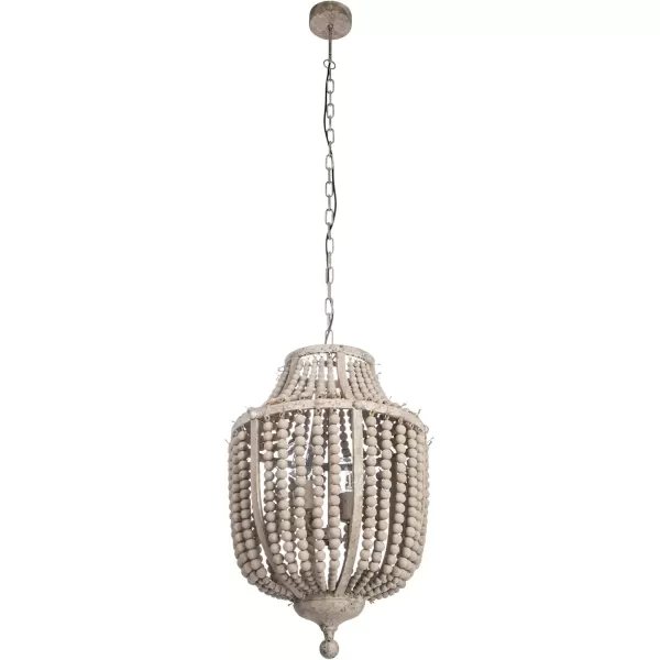 imageCreative Coop EC0269 Creative CoOp Metal Chandelier with Wood Beads Ceiling Lights Antique Brass and Distressed GreySilver