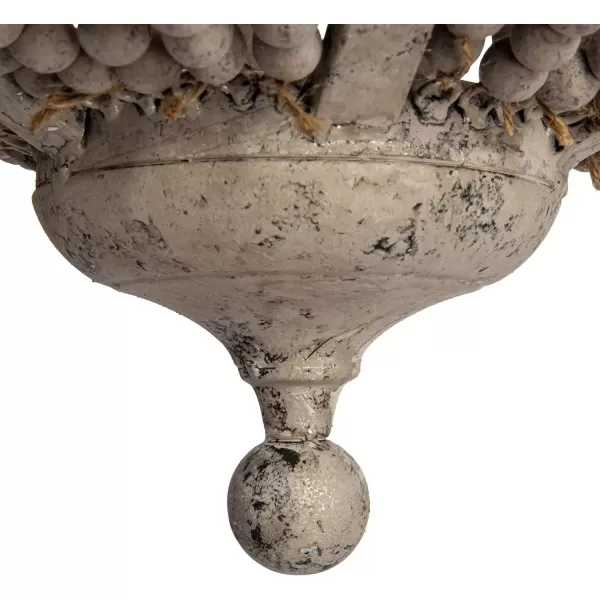 imageCreative Coop EC0269 Creative CoOp Metal Chandelier with Wood Beads Ceiling Lights Antique Brass and Distressed GreySilver