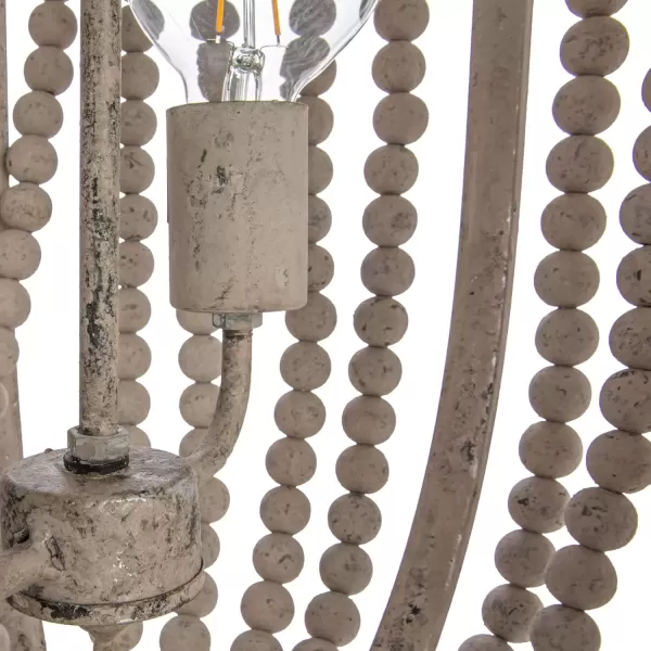 imageCreative Coop EC0269 Creative CoOp Metal Chandelier with Wood Beads Ceiling Lights Antique Brass and Distressed GreySilver