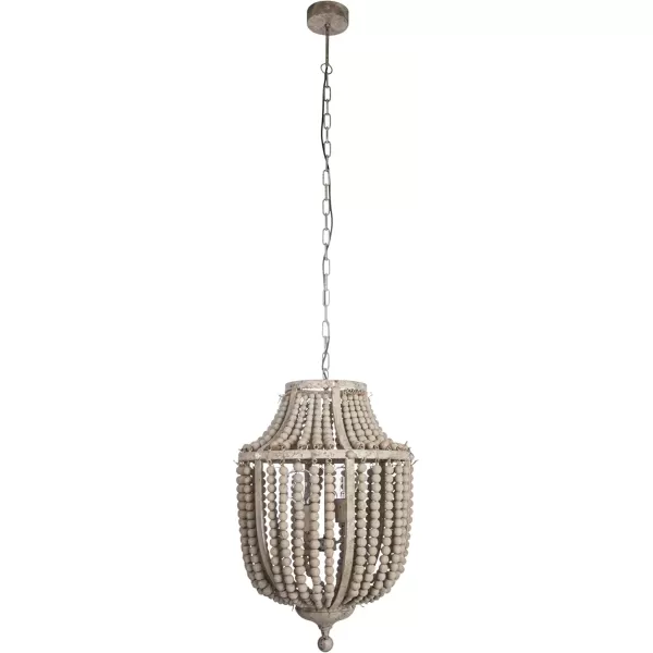 imageCreative Coop EC0269 Creative CoOp Metal Chandelier with Wood Beads Ceiling Lights Antique Brass and Distressed GreySilver