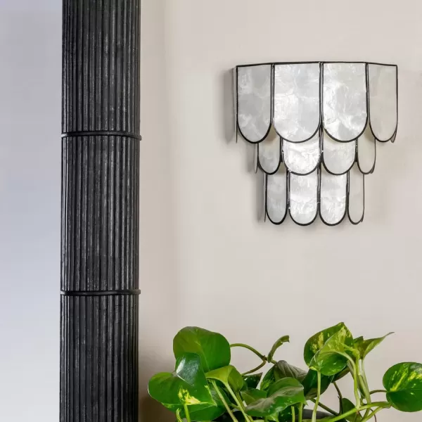 imageCreative CoOp 4Tier Capiz and Metal Wall Sconce Natural with BlackBlack