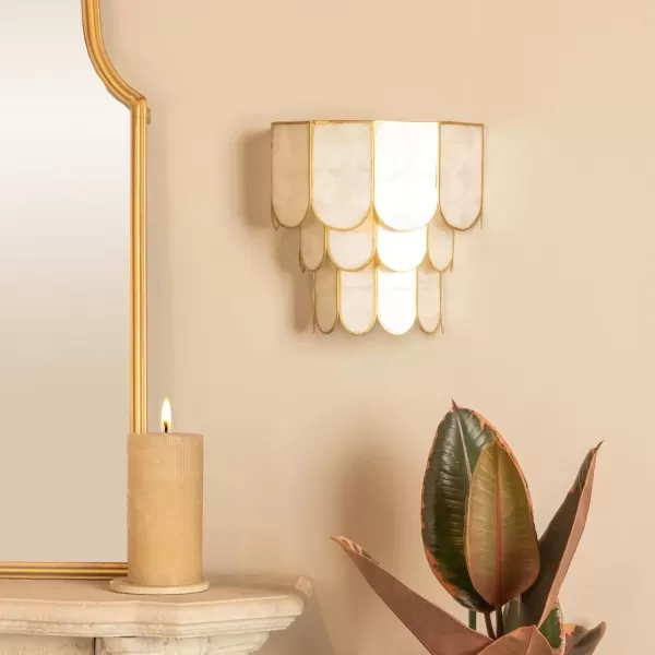 imageCreative CoOp 4Tier Capiz and Metal Wall Sconce Natural with BlackGold