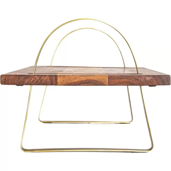 imageCreative CoOp Acacia Wood Serving Board on Gold Stand