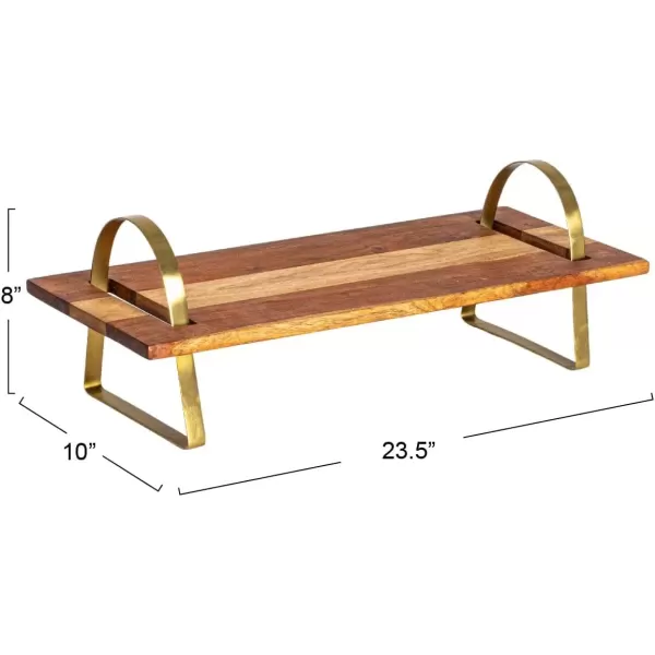imageCreative CoOp Acacia Wood Serving Board on Gold Stand