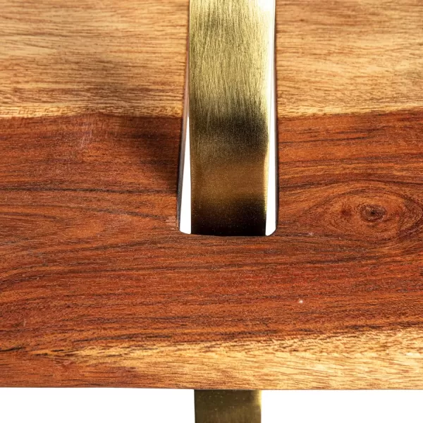 imageCreative CoOp Acacia Wood Serving Board on Gold Stand
