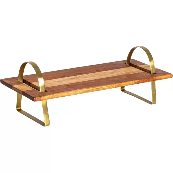 imageCreative CoOp Acacia Wood Serving Board on Gold Stand