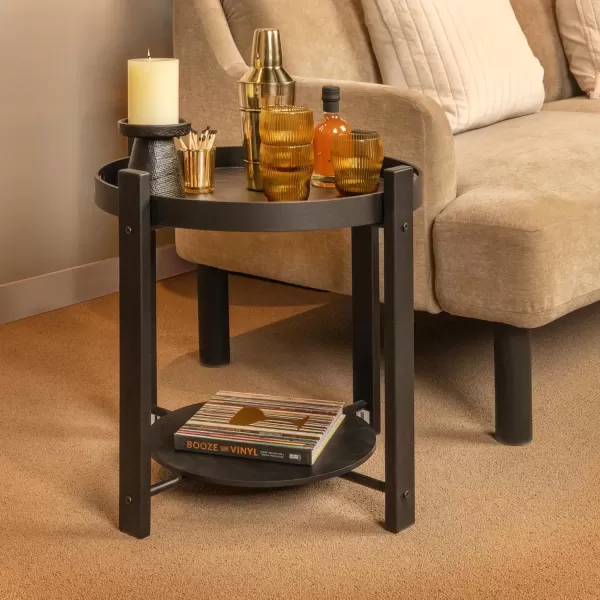 imageCreative CoOp Chic Fir Wood and Metal Tray Table Black