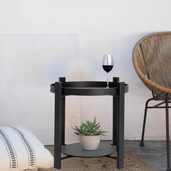 imageCreative CoOp Chic Fir Wood and Metal Tray Table Black