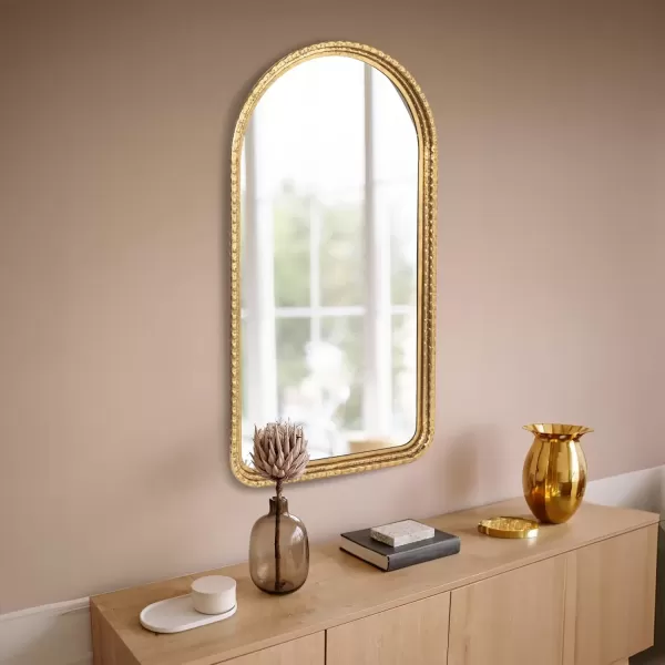 imageCreative CoOp Decorative Arched Metal Wall Mirror Gold