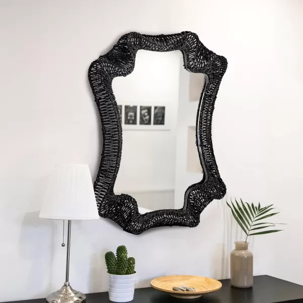 imageCreative CoOp Decorative Cattail Wall Mirror NaturalBlack