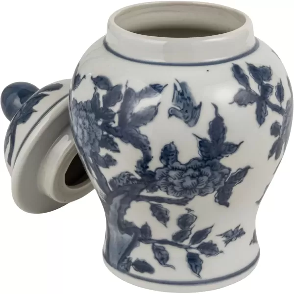 imageCreative CoOp Decorative Ceramic Ginger Jar with Domed Lid Blue ampamp White