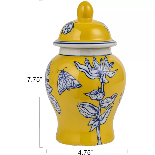 imageCreative CoOp Decorative Ceramic Ginger Jar with Domed Lid Yellow