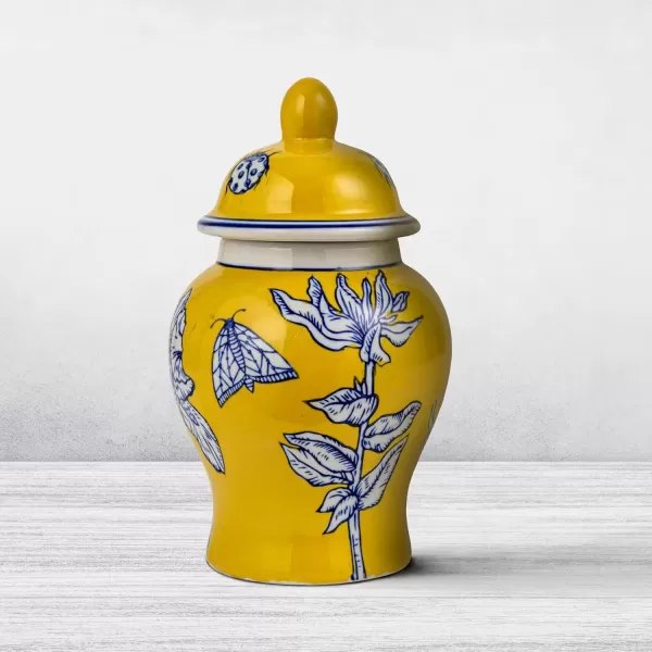imageCreative CoOp Decorative Ceramic Ginger Jar with Domed Lid Yellow