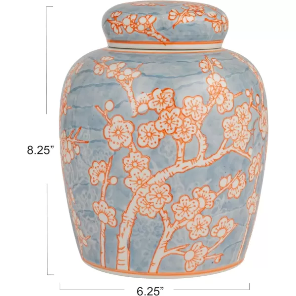 imageCreative CoOp Decorative Ceramic Ginger Jar with Lid Blue and Orange