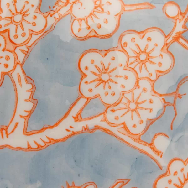 imageCreative CoOp Decorative Ceramic Ginger Jar with Lid Blue and Orange