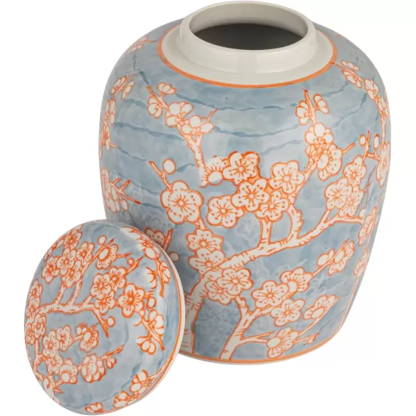 imageCreative CoOp Decorative Ceramic Ginger Jar with Lid Blue and Orange