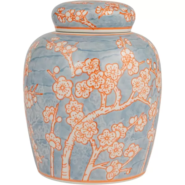 imageCreative CoOp Decorative Ceramic Ginger Jar with Lid Blue and Orange