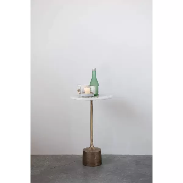 imageCreative CoOp Luxe Aluminum and Marble Martini Table BlackGold