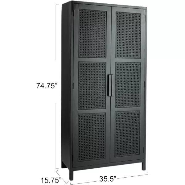 imageCreative CoOp Mango Wood and Cane 4Door Sideboard Cabinet BlackBlack